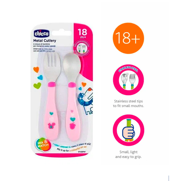 CUBIERTOS DE METAL 18M+ NIÑA : NEUTRO 8058664086634-3